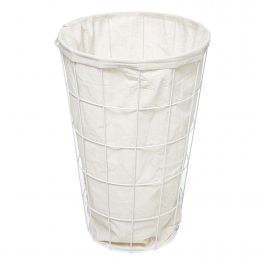 PORTABIANCHERIA METALLO BIANCO CON FODERA E COPERCHIO 42LT 38,5X38,5X57CM