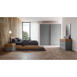 COMODINO DUO FACILE 3.0 GRIGIO CENERE E NOCE BIONDO