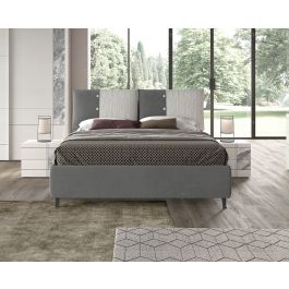 LETTO MATRIMONIALE CONTENITORE MOD. ORLANDO IN TESSUTO GRIGIO BICOLORE