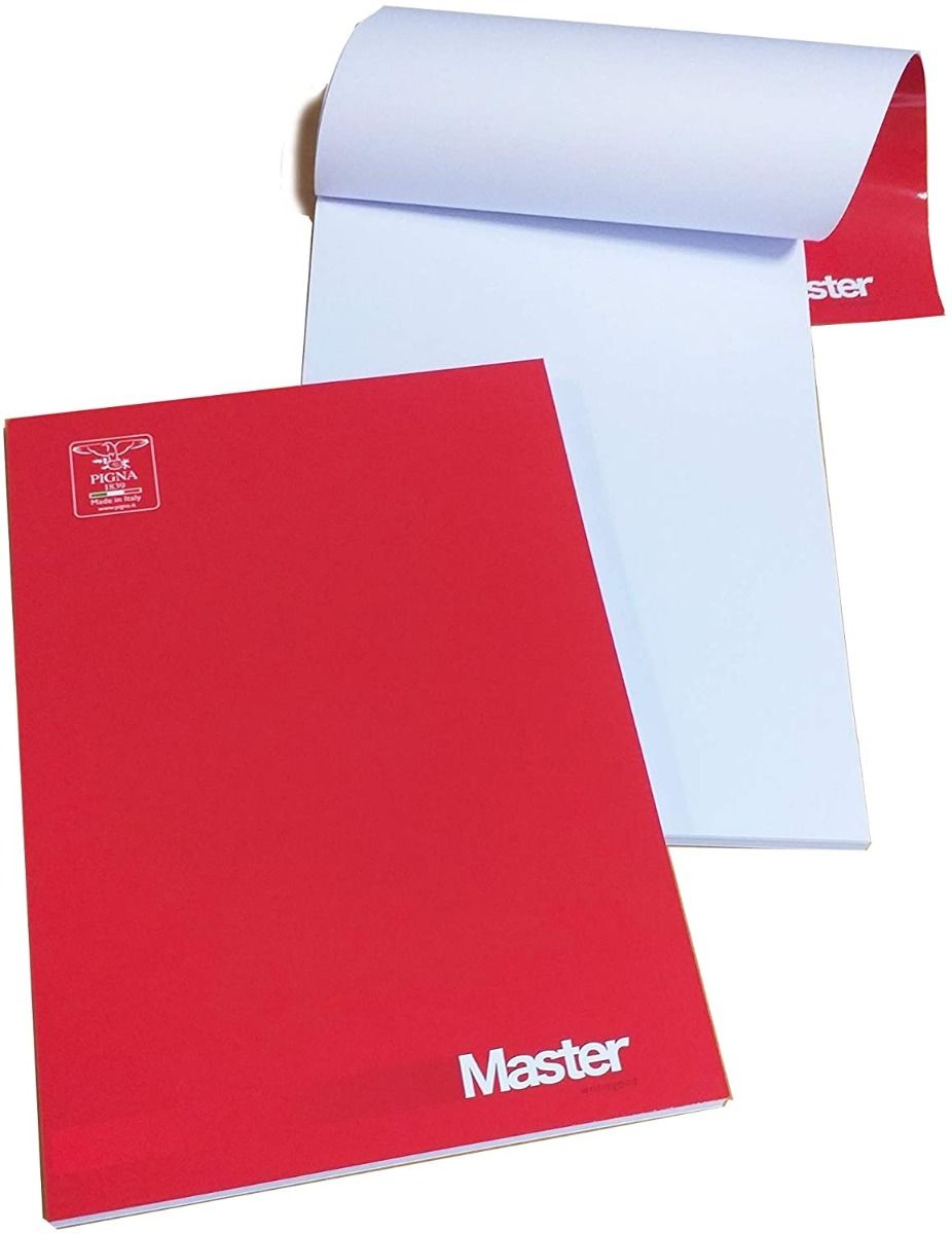 blocco master A4 90 fogli a quadretti 1 cm o bianco (5 blocchi)