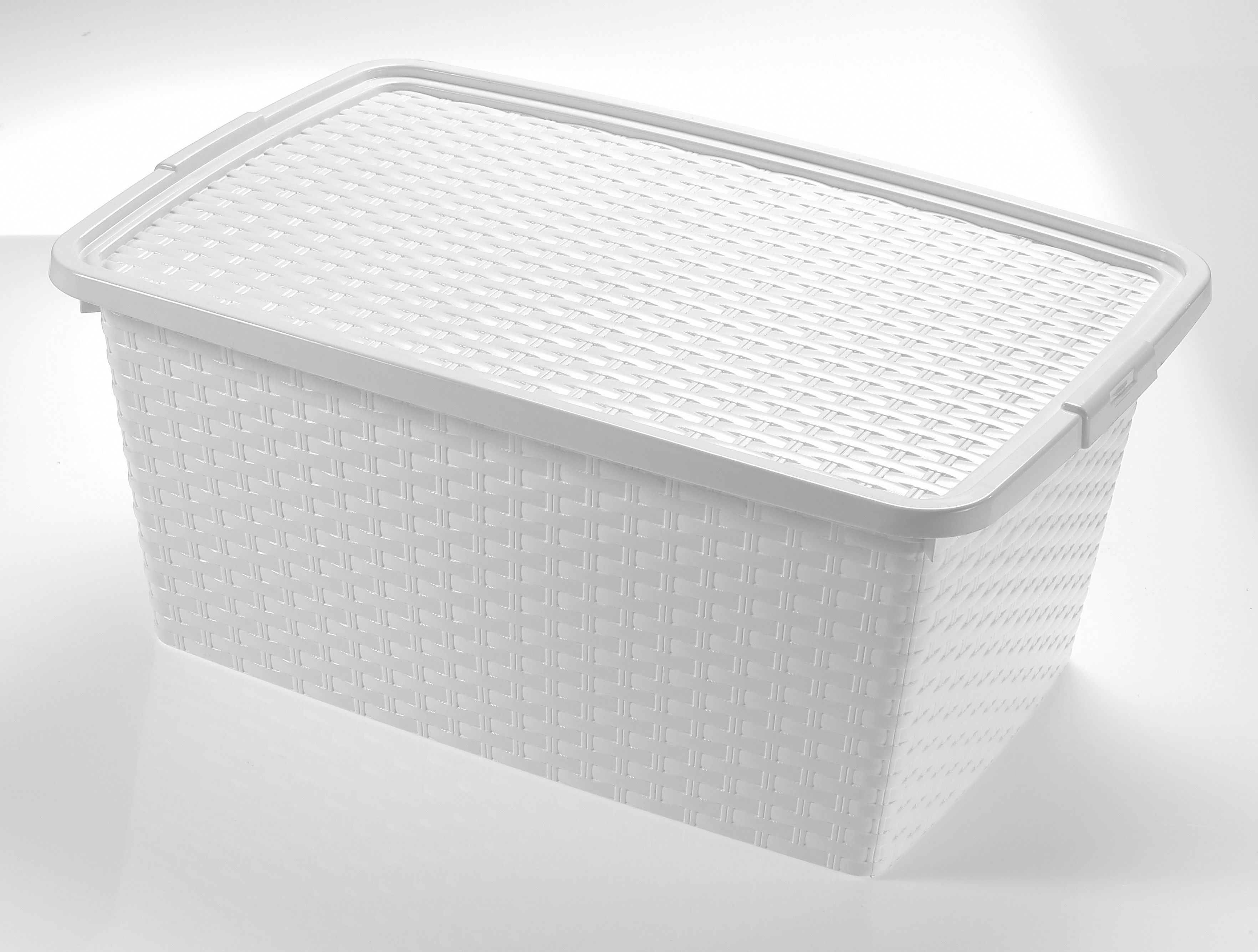 CONTENITORE INTRIGO BOX IN PLASTICA CON COPERCHIO 10LT 33X23X16CM BIANCO