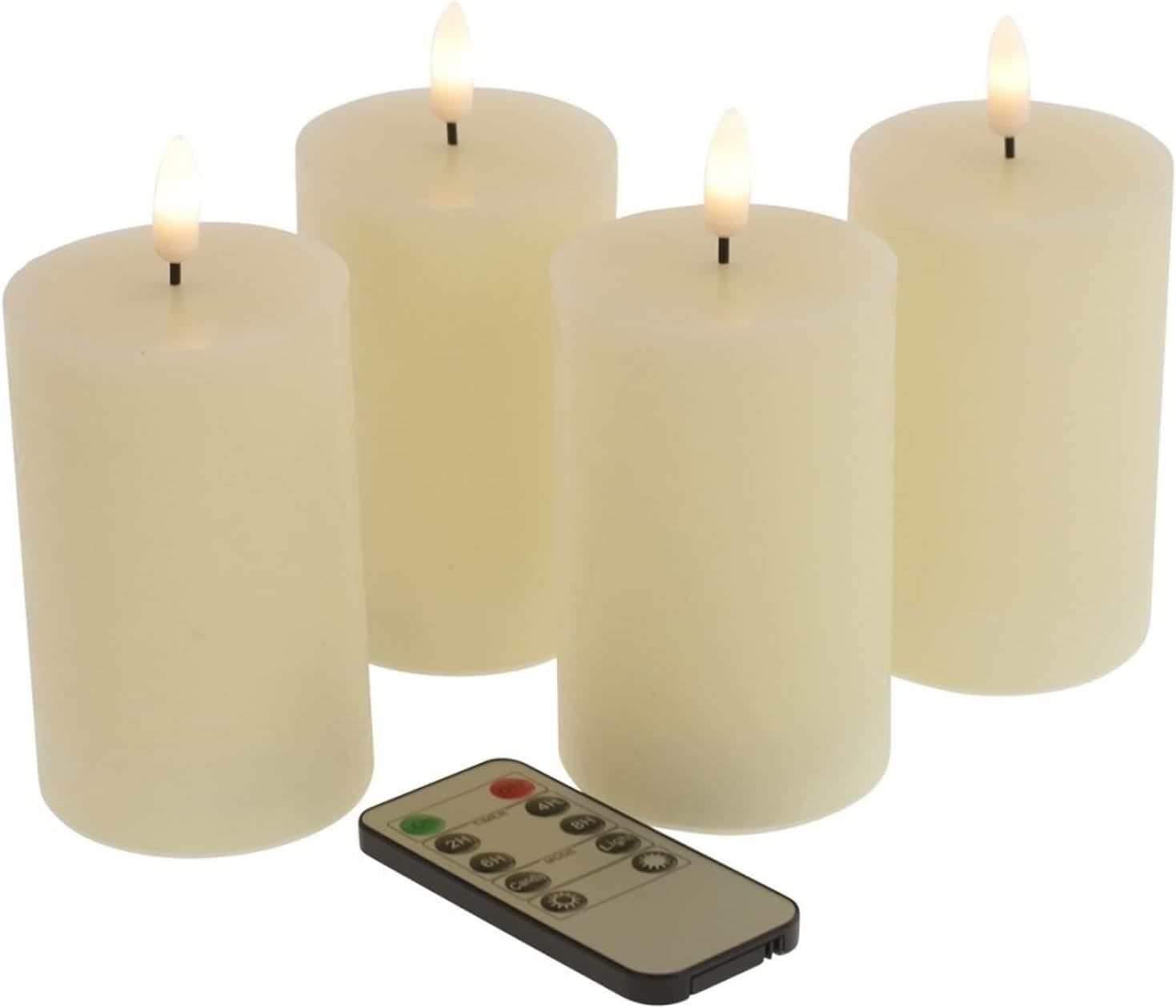 LED Candele con Timer Set Crema Beige 3D Fiamma Cerino IN Vera Cera Flammlos