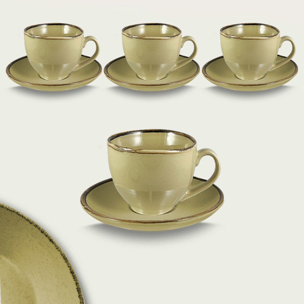 SET 4 TAZZE CAFFE' CON PIATTO GIALLO