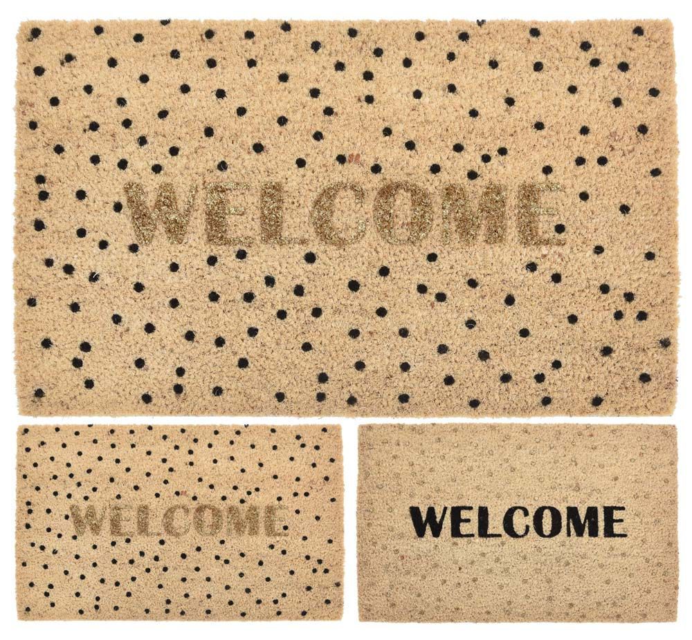 ZERBINO DI COCCO WELCOME CON POIS 60X40CM ASSORTITO: vendita online ZERBINO  DI COCCO WELCOME CON POIS 60X40CM ASSORTITO in offerta