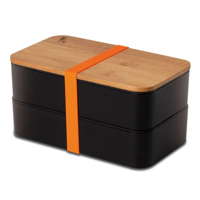 SET 2PZ PORTAPRANZO CON COPERCHIO IN BAMBOO COLORE NERO