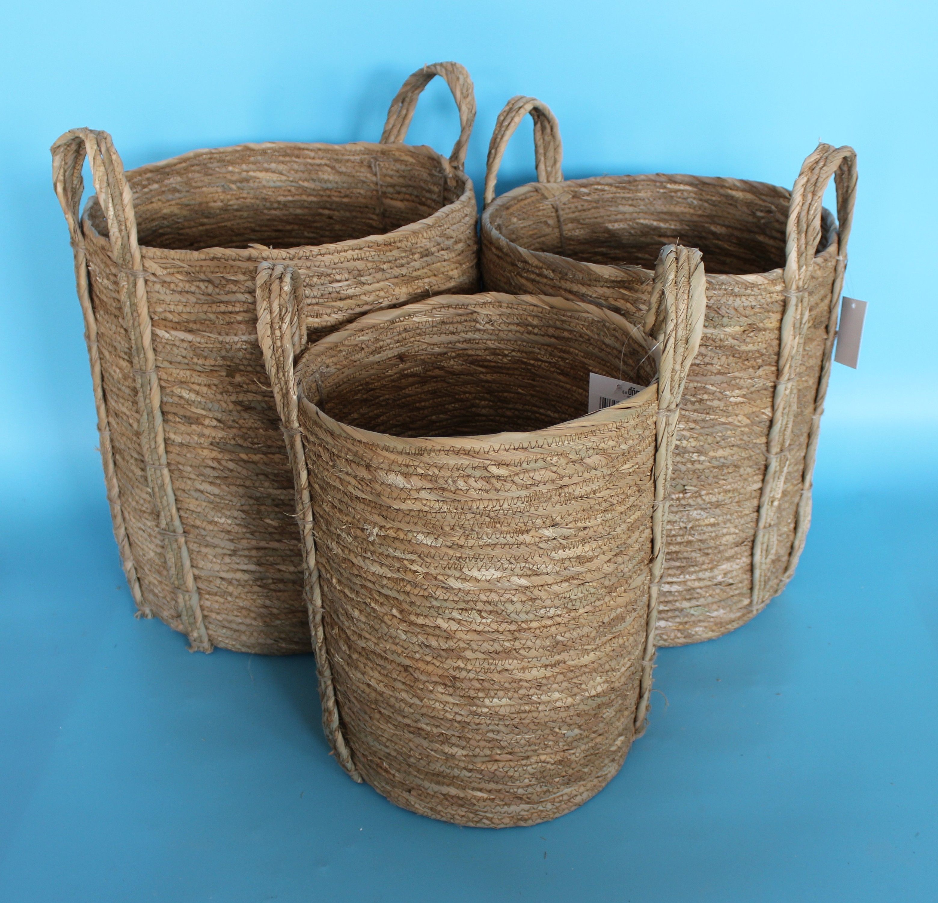 CESTO IN FIBRA NATURALE CON MANICI 1 PEZZO 34X34X39CM : vendita online  CESTO IN FIBRA NATURALE CON MANICI 1 PEZZO 34X34X39CM in offerta