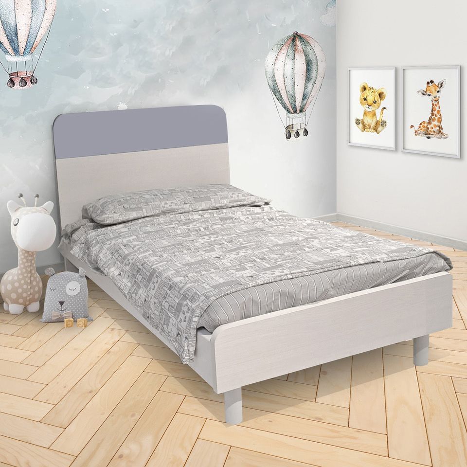 LETTO 1 PIAZZA E 1/2 CON GIROLETTO MOD. MIPIACE CEMENTO E BIANCO LUCIDO