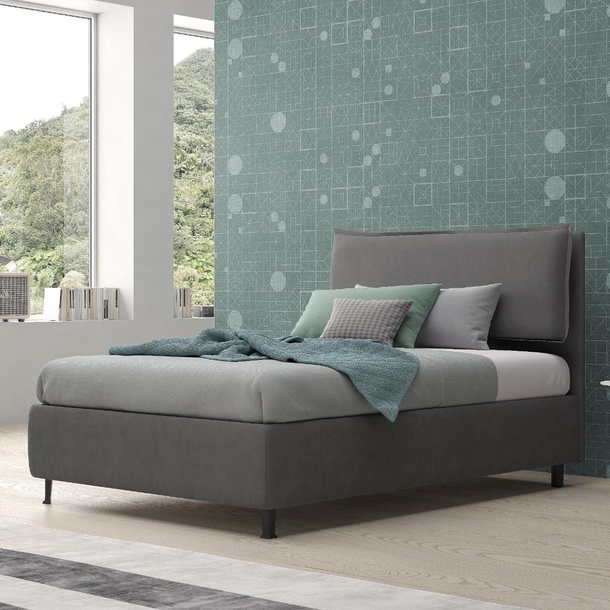 LETTO 1 PIAZZA E MEZZA CONTENITORE MOD. CUSCINO - Grand Arredo Mobili