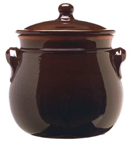 Casseruola alta con coperchio in terracotta, diam. 24cm