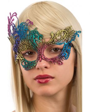 MASCHERA MULTICOLOR IN TESSUTO MACRAME'