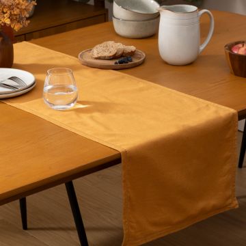 LINEA ELINA - RUNNER IN LINO E COTONE 38X140CM OCRA