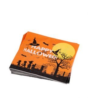 SET 12 TOVAGLIOLI IN CARTA HALLOWEEN ARANCIONI 16,5X16,5CM