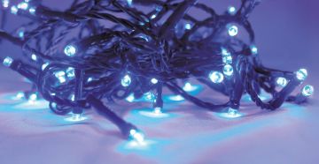 LUCI DI NATALE 100 LED BLU CON TRASFORMATORE 5+3MT