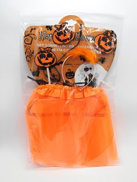 SET COSTUME HALLOWEEN IN TULLE ARANCIO PER BAMBINE