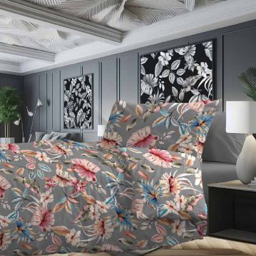 COMPLETO LETTO MATRIMONIALE IN COTONE EVANDER GRIGIO