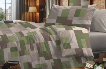 COMPLETO LETTO MATRIMONIALE IN COTONE CRASH VERDE