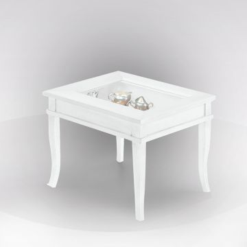 TAVOLINO* BACHECA PIANO VETRO 60X60 H45 BIANCO OPACO LUCIDO IMBALLATO