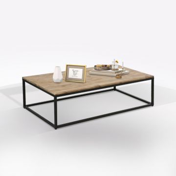 TAVOLINO MOD. EDENA CM 115X65 H. 32.5CM METALLO NERO E ACACIA