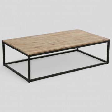 TAVOLINO MOD. EDENA CM 115X65 H. 32.5CM METALLO NERO E ACACIA