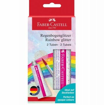 FABER CASTELL - SET 2 TUBI TEMPERA GLITTER ARCOBALENO 12ML