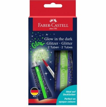 FABER CASTELL - SET 2 TUBI TEMPERA GLITTER FOSFORESCENTE 12ML