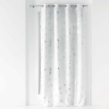 TENDA CON OCCHIELLI STAMPA METALLIZZATA BLOOMY BIANCO/ARGENTO 140X260CM