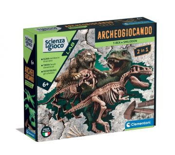 CLEMENTONI SCIENZA E GIOCO - ARCHEOGIOCANDO T-REX E SMILODON 2 IN 1