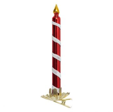 DECORAZIONE PER ALBERO CON CLIP CANDELA IN VETRO ROSSA H. 14.5CM