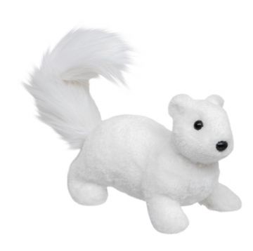 DECORAZIONE SCOIATTOLO BIANCO EFFETTO PELUCHE 22X12.5CM H. 14.5CM