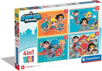 CLEMENTONI SUPERCOLOR - PUZZLE 4 IN 1 SUPERFRIENDS