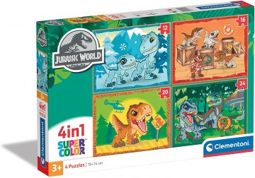 CLEMENTONI SUPERCOLOR - PUZZLE 4 IN 1 JURASSIC WORLD