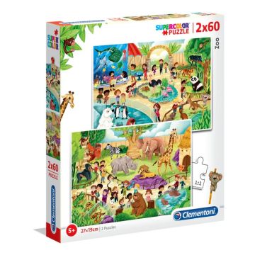 CLEMENTONI SUPERCOLOR - PUZZLE 2X60 LO ZOO NOLI 1