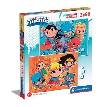 CLEMENTONI SUPERCOLOR - PUZZLE 2X60 DC COMICS SUPERFRIENDS