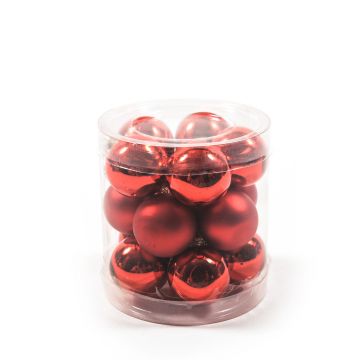 CONFEZIONE 15 PALLINE IN VETRO ROSSE LUCIDE/OPACHE D. 3CM