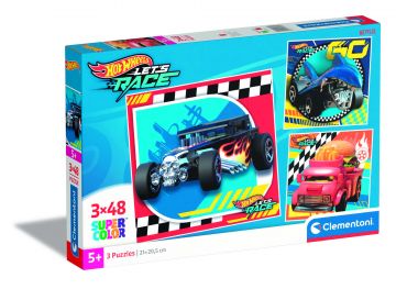 CLEMENTONI SUPERCOLOR - PUZZLE 3X48 SQUARE HOTWHEELS