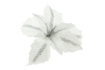 FIORE BIANCO CON RIGHE GLITTERATE ARGENTO DIAMETRO 54CM