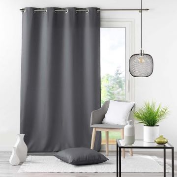 LINEA ESSENTIEL - TENDA CON OCCHIELLI IN POLIESTERE UNITO 140X280CM GRIGIO 