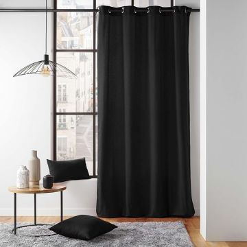 LINEA TWILY - TENDA CON OCCHIELLI IN COTONE/POLIESTERE 135X260CM NERO