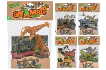 ANIMALI ZOO/FATTORIA/MARINI/DINOSAURI 4PZ ASSORTITO