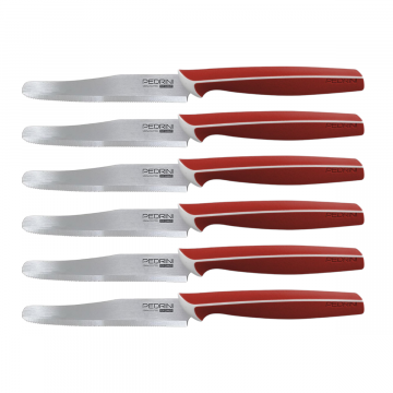 SET 6 COLTELLI DA TAVOLA ROSSI LINEA MASTER 10.5CM