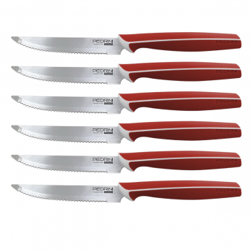 SET 6 COLTELLI BISTECCA ROSSI LINEA MASTER 11.5CM