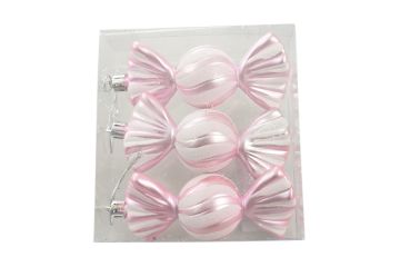 SET 3 PENDENTI CANDY ROSA 12X4CM H. 11.5CM