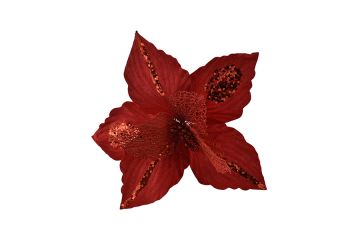 FIORE NATALIZIO CON GLITTER ROSSO 35X29CM