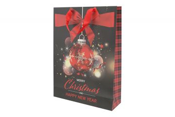 BORSA DI NATALE DI CARTA CHRISTMAS/HAPPY NEW YEAR 26.7X13.7X33CM