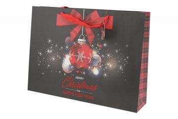 BUSTA DI NATALE DI CARTA CHRISTMAS/HAPPY NEW YEAR 55X24X40CM