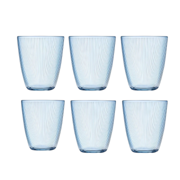 SET 6 BICCHIERI DA ACQUA LINEA STRIPY IN VETRO AZZURRO 31CL