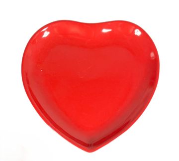 PIATTO PIANO CUORE IN CERAMICA ROSSO 25X25CM