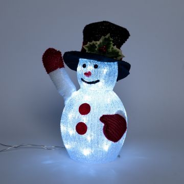 PUPAZZO DI NEVE IN ACRILICO 40 LED 30X19 H. 37CM CON TIMER