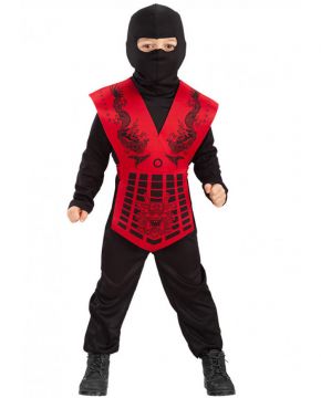 COSTUME NINJA ROSSO/NERO TG. V 6-7 ANNI H. 126CM