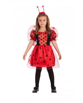 COSTUME COCCINELLA DA BAMBINA ROSSO/NERO TG. 8-11 ANNI H. 138-148CM